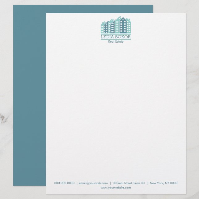 Professioneel Briefpapier voor Vastgoed Briefhoofd (Voorkant / Achterkant)