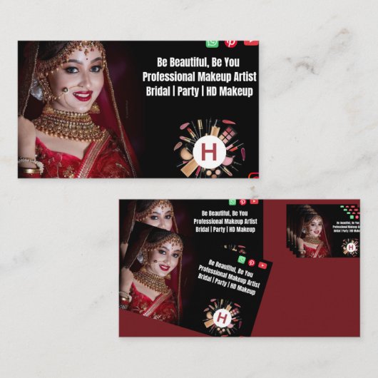 Professioneel Bruids- & Feest Make-up Artist | Thu Visitekaartje (Voorkant / Achterkant)