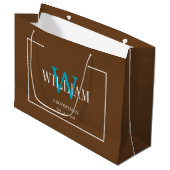 Professioneel bruin en wit bruidsjonkers minimalis groot cadeauzakje (Voorkant Gekanteld)