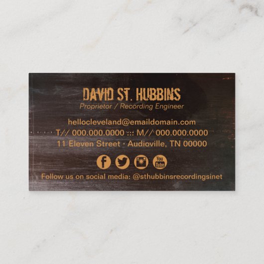 Professioneel, bruin, metaal visitekaartje (Achterkant)