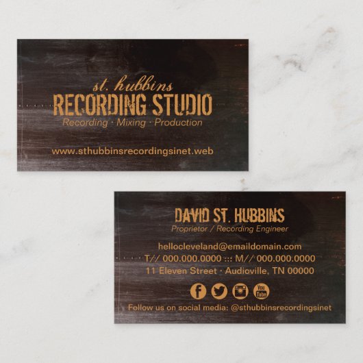 Professioneel, bruin, metaal visitekaartje (Voorkant / Achterkant)