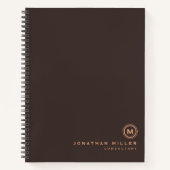 Professioneel bruin monogram Initiaal Notitieboek (Voorkant)