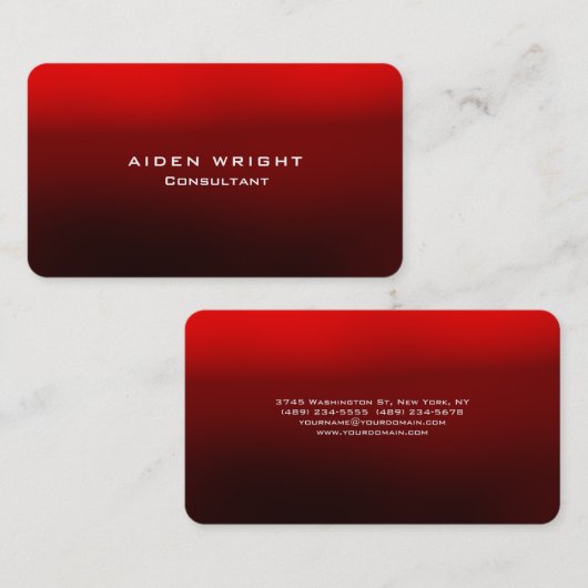 Professioneel, bruin rood, modern minimalistisch visitekaartje (Voorkant / Achterkant)