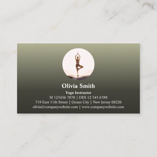 Professioneel bruin Yoga-Visitekaartje met foto Klantenkaartje (Achterkant)