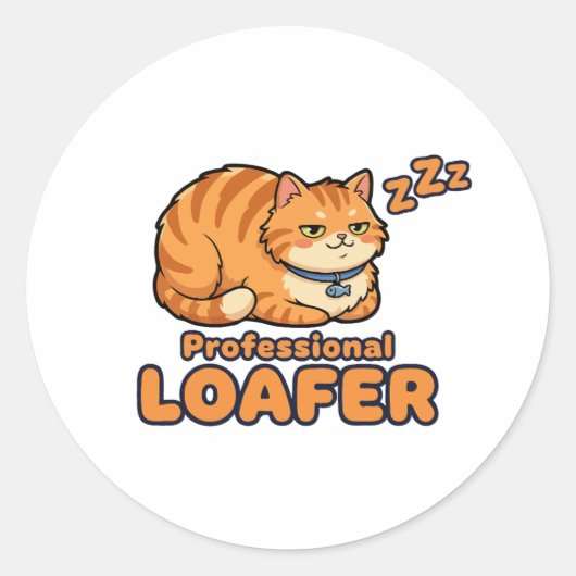 Professioneel Bum Funny Slapende Kat Ronde Sticker (Voorkant)