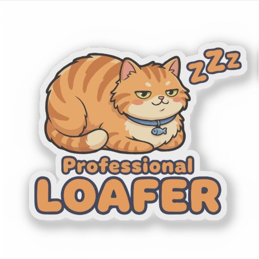 Professioneel Bum Funny Slapende Kat Sticker (Voorkant)
