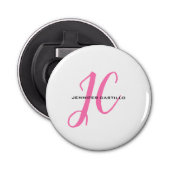 Professioneel Calligrafie Script Monogram Girly Button Flesopener (Voorkant)
