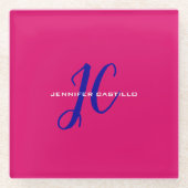 Professioneel Calligrafie Script Monogram Girly Glazen Onderzetter (Voorkant)
