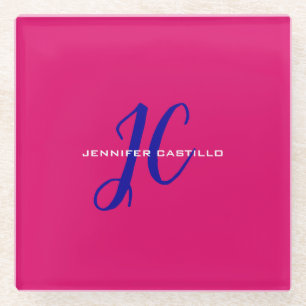 Professioneel Calligrafie Script Monogram Girly Glazen Onderzetter
