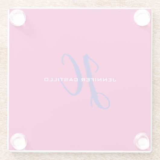 Professioneel Calligrafie Script Monogram Girly Glazen Onderzetter (Achterkant)