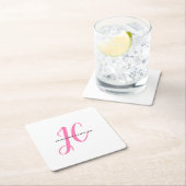 Professioneel Calligrafie Script Monogram Girly Kartonnen Onderzetters (Insitu)