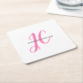 Professioneel Calligrafie Script Monogram Girly Kartonnen Onderzetters (Schuin)