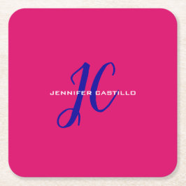 Professioneel Calligrafie Script Monogram Girly Kartonnen Onderzetters