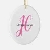 Professioneel Calligrafie Script Monogram Girly Keramisch Ornament (Rechts)