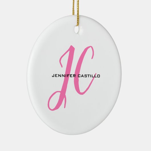Professioneel Calligrafie Script Monogram Girly Keramisch Ornament (Rechts)