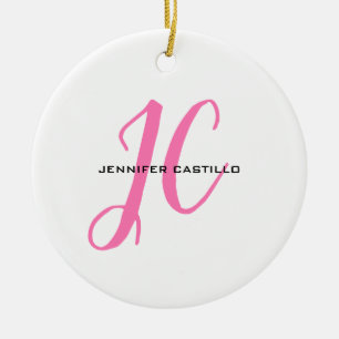 Professioneel Calligrafie Script Monogram Girly Keramisch Ornament