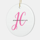 Professioneel Calligrafie Script Monogram Girly Keramisch Ornament (Links)