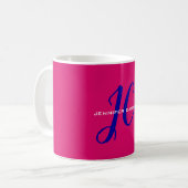 Professioneel Calligrafie Script Monogram Girly Koffiemok (Voorkant links)