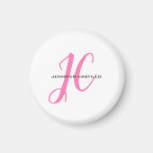 Professioneel Calligrafie Script Monogram Girly Magneet (Voorkant)