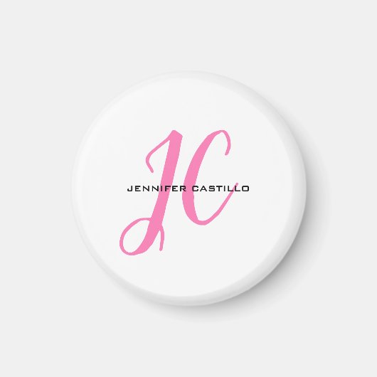 Professioneel Calligrafie Script Monogram Girly Magneet (Voorkant)