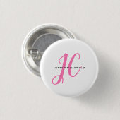 Professioneel Calligrafie Script Monogram Girly Ronde Button 3,2 Cm (Voorkant /achterkant)