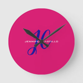 Professioneel Calligrafie Script Monogram Girly Ronde Klok
