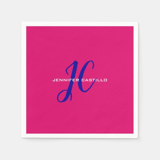 Professioneel Calligrafie Script Monogram Girly Servet (Voorkant)