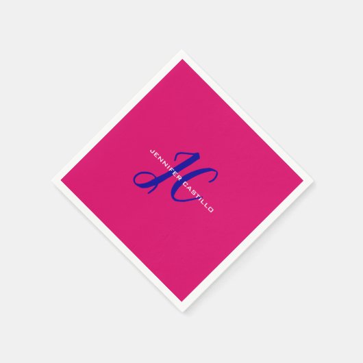 Professioneel Calligrafie Script Monogram Girly Servet (Hoek)