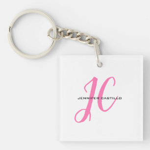 Professioneel Calligrafie Script Monogram Girly Sleutelhanger