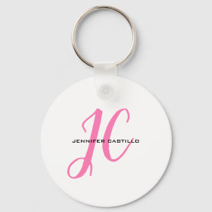 Professioneel Calligrafie Script Monogram Girly Sleutelhanger
