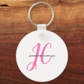 Professioneel Calligrafie Script Monogram Girly Sleutelhanger (Voorkant)