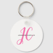 Professioneel Calligrafie Script Monogram Girly Sleutelhanger (Achterkant)