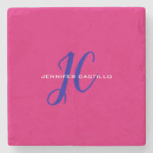Professioneel Calligrafie Script Monogram Girly Stenen Onderzetter (Voorkant)