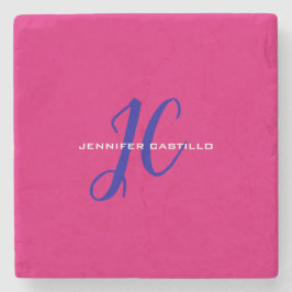 Professioneel Calligrafie Script Monogram Girly Stenen Onderzetter