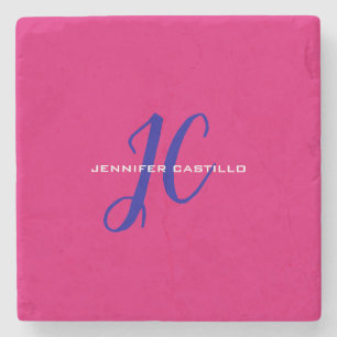 Professioneel Calligrafie Script Monogram Girly Stenen Onderzetter