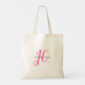 Professioneel Calligrafie Script Monogram Girly Tote Bag (Achterkant)