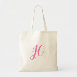 Professioneel Calligrafie Script Monogram Girly Tote Bag