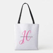Professioneel Calligrafie Script Monogram Girly Tote Bag (Achterkant)