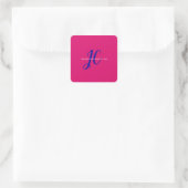 Professioneel Calligrafie Script Monogram Girly Vierkante Sticker (Tas)