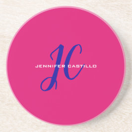 Professioneel Calligrafie Script Monogram Girly Zandsteen Onderzetter