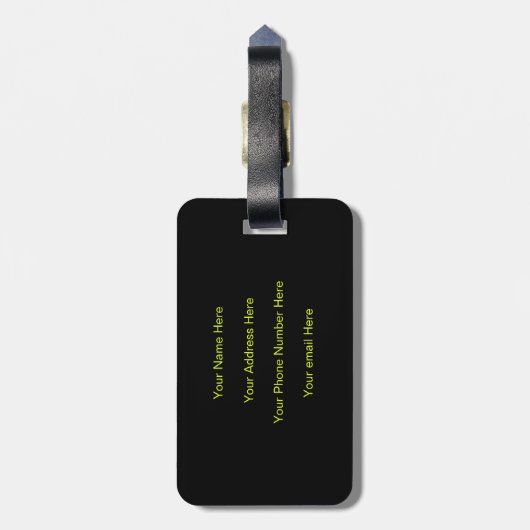 Professioneel Chartreuse Geel Neon Zwart Monogram Bagagelabel (Achterkant verticaal)