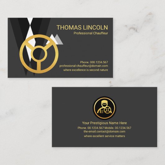 Professioneel chauffeur rijpak visitekaartje (Voorkant / Achterkant)