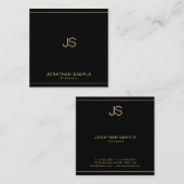Professioneel Chic Monogram Elegant Zwart Goud Lux Vierkante Visitekaartje (Voorkant / Achterkant)