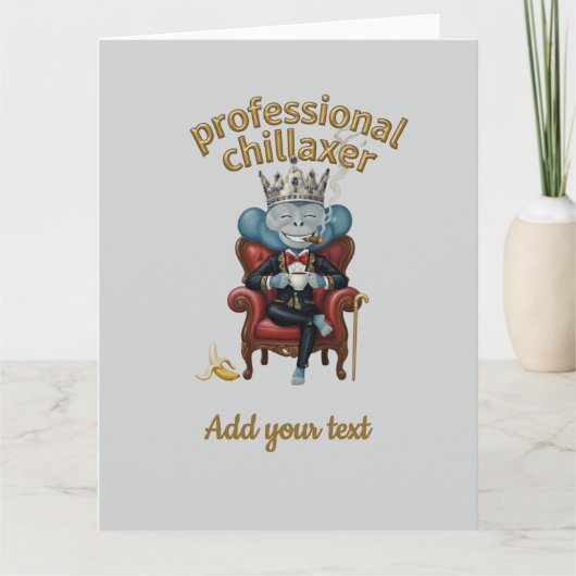 Professioneel chillaaxende aap koning Grappige Koe Kaart (Voorkant)
