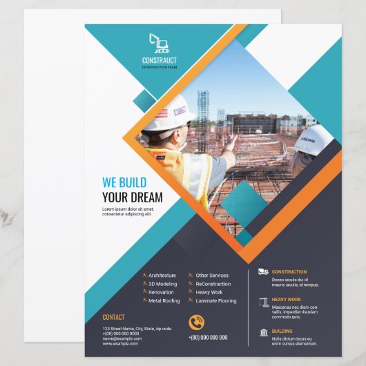 Professioneel constructie flyer sjabloon (Voorkant / Achterkant)