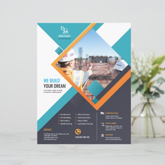 Professioneel constructie flyer sjabloon (Staand voorkant)