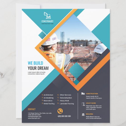 Professioneel constructie flyer sjabloon (Voorkant)