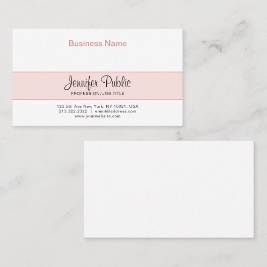 Professioneel Creatief Ontwerp Elegant Roze Modern Visitekaartje (Voorkant / Achterkant)