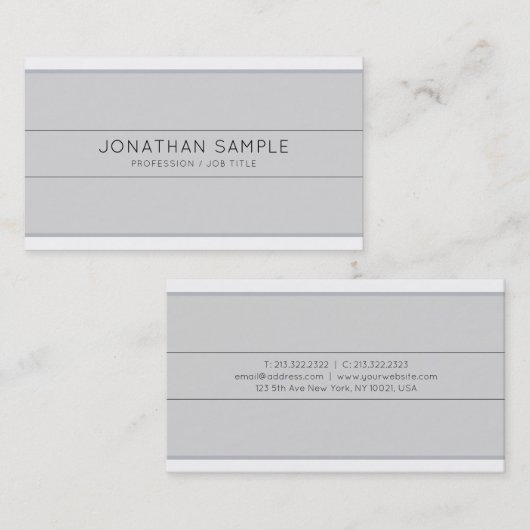 Professioneel Creatief Ontwerp Grijs Vlak Trendy Visitekaartje (Voorkant / Achterkant)