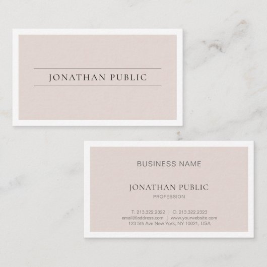 Professioneel creatief ontwerp Modern Clean Plain Visitekaartje (Voorkant / Achterkant)